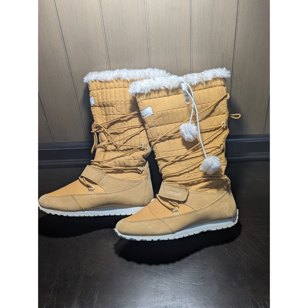 S1 Timberland Women's Boots Size 8 650 Brown Suede Lace-Up 13" High Winter